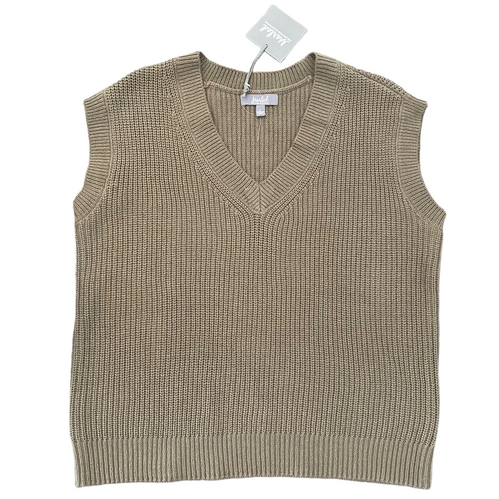 Marled NEW Burnt Olive Sleeveless Sweater Vest Large - Picture 1 of 8